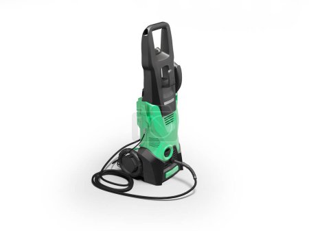 Foto de Ilustración 3D de mini fregadero eléctrico profesional verde para coches sobre fondo blanco con sombra - Imagen libre de derechos