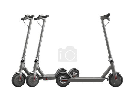 Photo for 3d illustration set of modern electric scooter for walking around the city on white background no shadow - Royalty Free Image