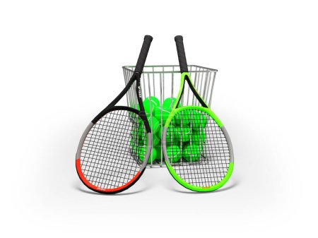Téléchargez les photos : Ensemble d'illustration 3D de grand tennis pour l'entraînement sur fond blanc avec ombre - en image libre de droit