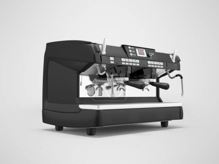 Foto de Ilustración 3D de la moderna máquina de café industrial con alto rendimiento sobre fondo gris con sombra - Imagen libre de derechos