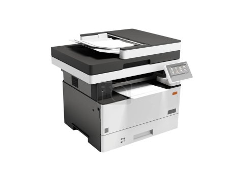 3D illustration of universal compact printer scanner on white background no shadow