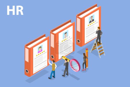 3D Isometric Flat Vector Conceptual Illustration of HR as Human Resources, Head Hunting or Choosing a Talent for Job Vacancy