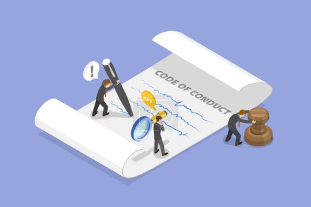 3D Isometric Flat Vector Conceptual Illustration of Code Of Conduct, Business Ethics