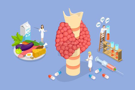 Illustration for 3D Isometric Flat Vector Conceptual Illustration of Hypothyroidism, Thyroid Gland Examination - Royalty Free Image
