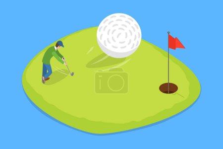 Ilustración de Ilustración conceptual del vector plano isométrico 3D del torneo o del golf recreativo, deportes al aire libre o actividad de ocio - Imagen libre de derechos