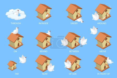 Illustration for 3D Isometric Flat Vector Conceptual Illustration of Prepositions of Place for Preschool, Early Childhood Education - Royalty Free Image