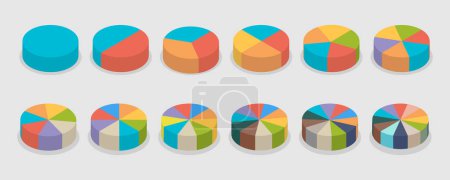 Illustration for 3D Isometric Flat Vector Set of Pie Chart Parts , Diagrama Statistic Wheels - Royalty Free Image