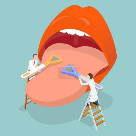 Illustration for 3D Isometric Flat Vector Conceptual Illustration of Tongue Cleaner Scraper, Dental Care - Royalty Free Image