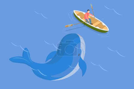 Illustration for 3D Isometric Flat Vector Conceptual Illustration of White Whale, Endangered Sea Species - Royalty Free Image