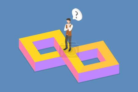 Illustration for 3D Isometric Flat Vector Conceptual Illustration of Impossible Shape, Illusion Geometry - Royalty Free Image