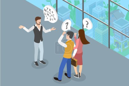 3D Isometric Flat Vector Conceptual Illustration of Difficult Conversation, Language Barriers