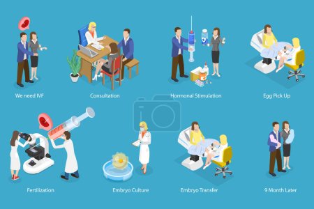 Illustration for 3D Isometric Flat Vector Conceptual Illustration of In Vitro Fertilization, Artificial Pregnancy - Royalty Free Image