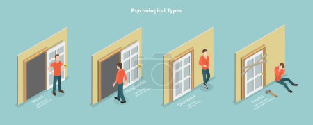 Illustration for 3D Isometric Flat Vector Conceptual Illustration of Psychological Types, Attachment Styles - Royalty Free Image