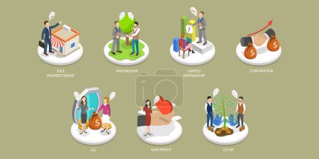 Illustration for 3D Isometric Flat Vector Conceptual Illustration of Types Of Business, Corporate Strategy - Royalty Free Image