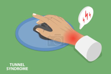 3D Isometric Flat Vector Conceptual Illustration of Tunnel Syndrome, Common Condition Among Keyboard Users