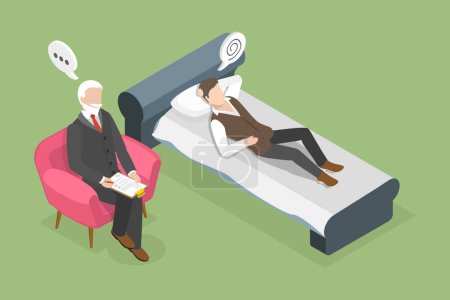 Illustration for 3D Isometric Flat Vector Conceptual Illustration of Psychologist, Private Psychology, Psychotherapy Help - Royalty Free Image