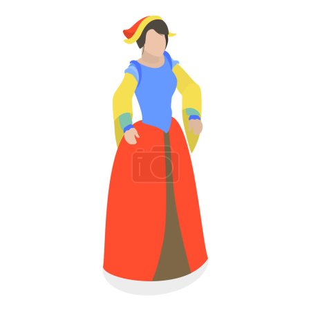 Ilustración de 3D Vector plano isométrico Conjunto de personajes renacentistas, personas medievales. Punto 4. - Imagen libre de derechos