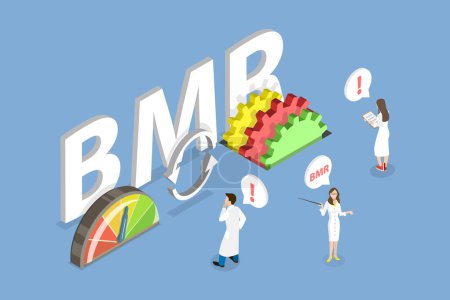 Téléchargez les illustrations : Illustration conceptuelle 3D vecteur plat isométrique de BMR, taux métabolique basal - en licence libre de droit