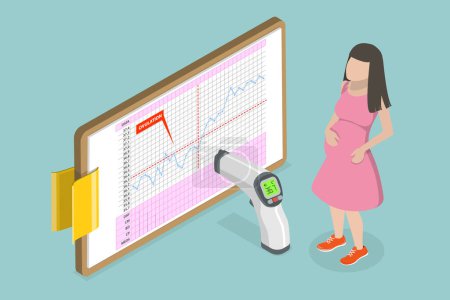Illustration for 3D Isometric Flat Vector Conceptual Illustration of BBT Chart, Detecting Ovulation With a Basal Body Temperature - Royalty Free Image