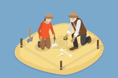 Illustration for 3D Isometric Flat Vector Conceptual Illustration of Archaeologist, Scientific Discoverie, Searching for Artifacts - Royalty Free Image