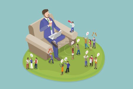 Illustration for 3D Isometric Flat Vector Conceptual Illustration of Bossy Manager, Dominant Leader - Royalty Free Image