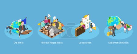 Ilustración de Ilustración conceptual vectorial plana isométrica 3D de la profesión diplomática, la negociación y la solución de conflictos - Imagen libre de derechos