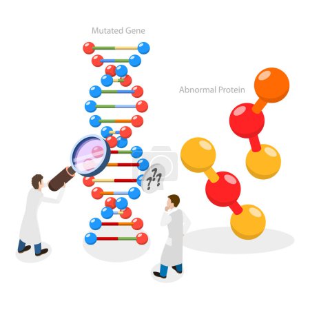 Ilustración de Ilustración plana isométrica 3D de la mutación genética, biología molecular. Partida 1 - Imagen libre de derechos