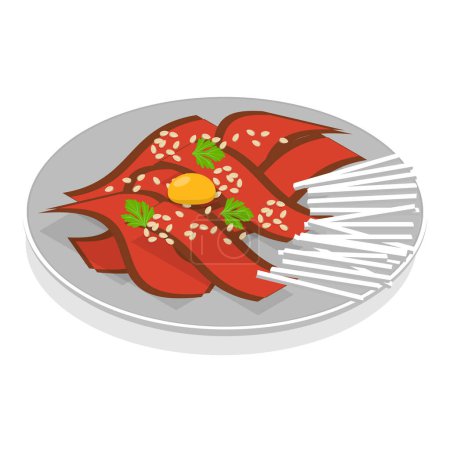 Illustration for 3D Isometric Flat Vector Set of Korean Food, Asian Cuisine. Item 1 - Royalty Free Image