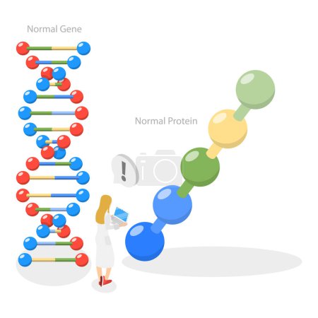 Ilustración de Ilustración plana isométrica 3D de la mutación genética, biología molecular. Partida 2 - Imagen libre de derechos