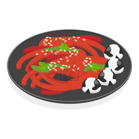 Illustration for 3D Isometric Flat Vector Set of Korean Food, Asian Cuisine. Item 3 - Royalty Free Image