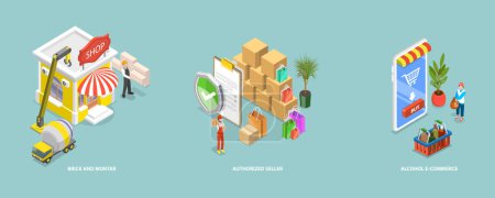 Illustration for 3D Isometric Flat Vector Conceptual Illustration of Retail Business, Sale Goods and Services to Consumers - Royalty Free Image