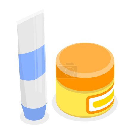 Illustration for 3D Isometric Flat Vector Set of Baby Food Items, Feeding Supplies. Item 3 - Royalty Free Image