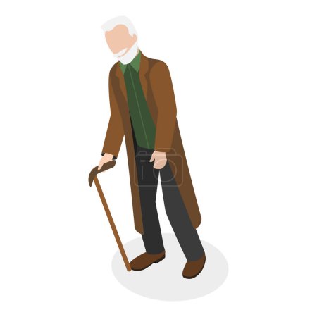 Téléchargez les illustrations : 3D Isometric Flat Vector Ensemble de personnes âgées handicapées, personnages handicapés. Point 3 - en licence libre de droit