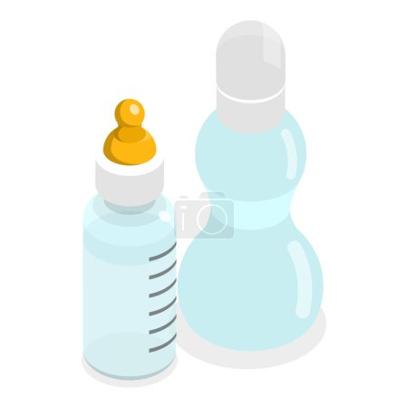Illustration for 3D Isometric Flat Vector Set of Baby Food Items, Feeding Supplies. Item 4 - Royalty Free Image