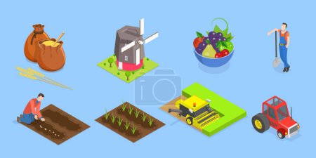 Illustration for 3D Isometric Flat Vector Set of Agriculture Items, Farming Collection - Royalty Free Image