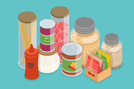 3D Isometric Flat Vector Set of Kitchen Items, Cooking at Home