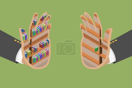 Ilustración de Ilustración de Vectores Planos Isométricos 3D de Educados Vs Sin Educar, Acceso al Conocimiento - Imagen libre de derechos