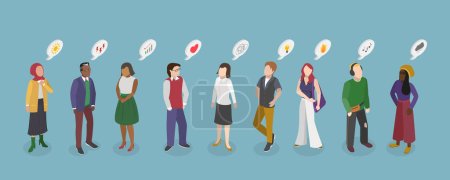 Illustration for 3D Isometric Flat Vector Illustration of Human Personality Feelings, Psychological Mindsets - Royalty Free Image