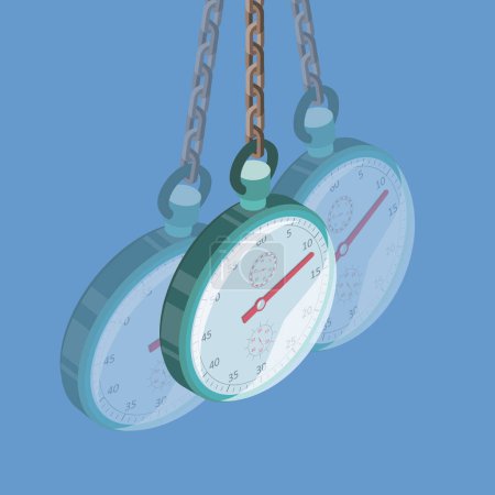Illustration for 3D Isometric Flat Vector Illustration of Hypnosis, Pendulum Swinging - Royalty Free Image