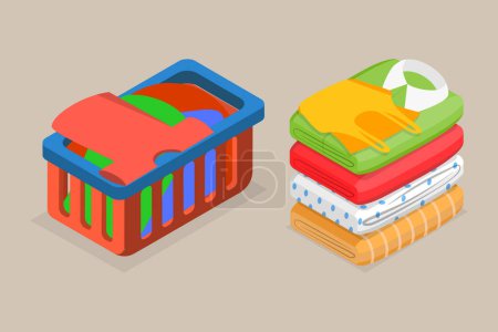 3D Isometric Flat Vector Illustration of Apparel Heap, Clothes Pile