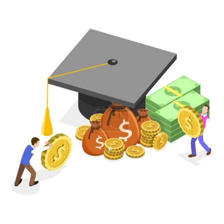 Illustration for 3D Isometric Flat Vector Illustration of Education and Scholarship, Education Loan. Item 1 - Royalty Free Image