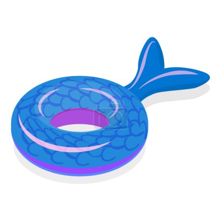 Illustration for 3D Isometric Flat Vector Set of Set Of Rubber Rings, Inflatable Swimming Toys. Item 1 - Royalty Free Image