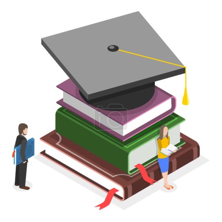 Illustration for 3D Isometric Flat Vector Illustration of Education and Scholarship, Education Loan. Item 2 - Royalty Free Image