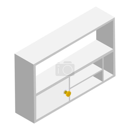 Ilustración de Conjunto de vectores planos isométricos 3D de gabinetes de cocina, almacenes y estantes de madera vacíos. Punto 5. - Imagen libre de derechos