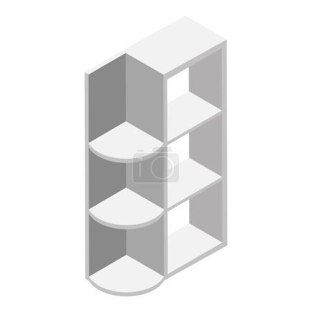 Ilustración de Conjunto de vectores planos isométricos 3D de gabinetes de cocina, almacenes y estantes de madera vacíos. Punto 6 - Imagen libre de derechos