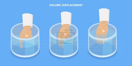 Illustration for 3D Isometric Flat Vector Illustration of Volume Displacement, Homework Educational Experiment - Royalty Free Image