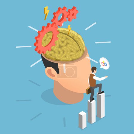Illustration for 3D Isometric Flat Vector Illustration of Subconscious Mental Processes, Uneven Balance of Judgments - Royalty Free Image