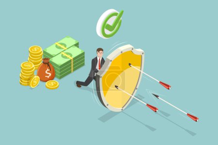 3D Isometric Flat Vector Illustration of Financial Security, Wealth Protection