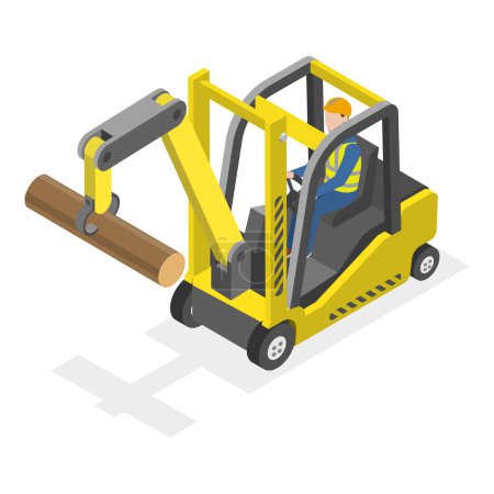 Illustration for 3D Isometric Flat Vector Illustration of Timber Industry, Logging and Woodworking Process. Item 1 - Royalty Free Image