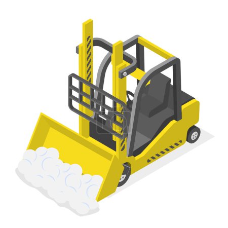 Illustration for 3D Isometric Flat Vector Set of Different Snowplows, Snow Removal Vehicles. Item 5 - Royalty Free Image